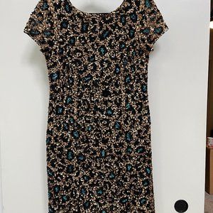 Adrianna Papell Size 10 Sequin Cocktail Dress Gold/Black/Blue